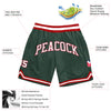 Custom Hunter Green White-Red Authentic Throwback Basketball Shorts