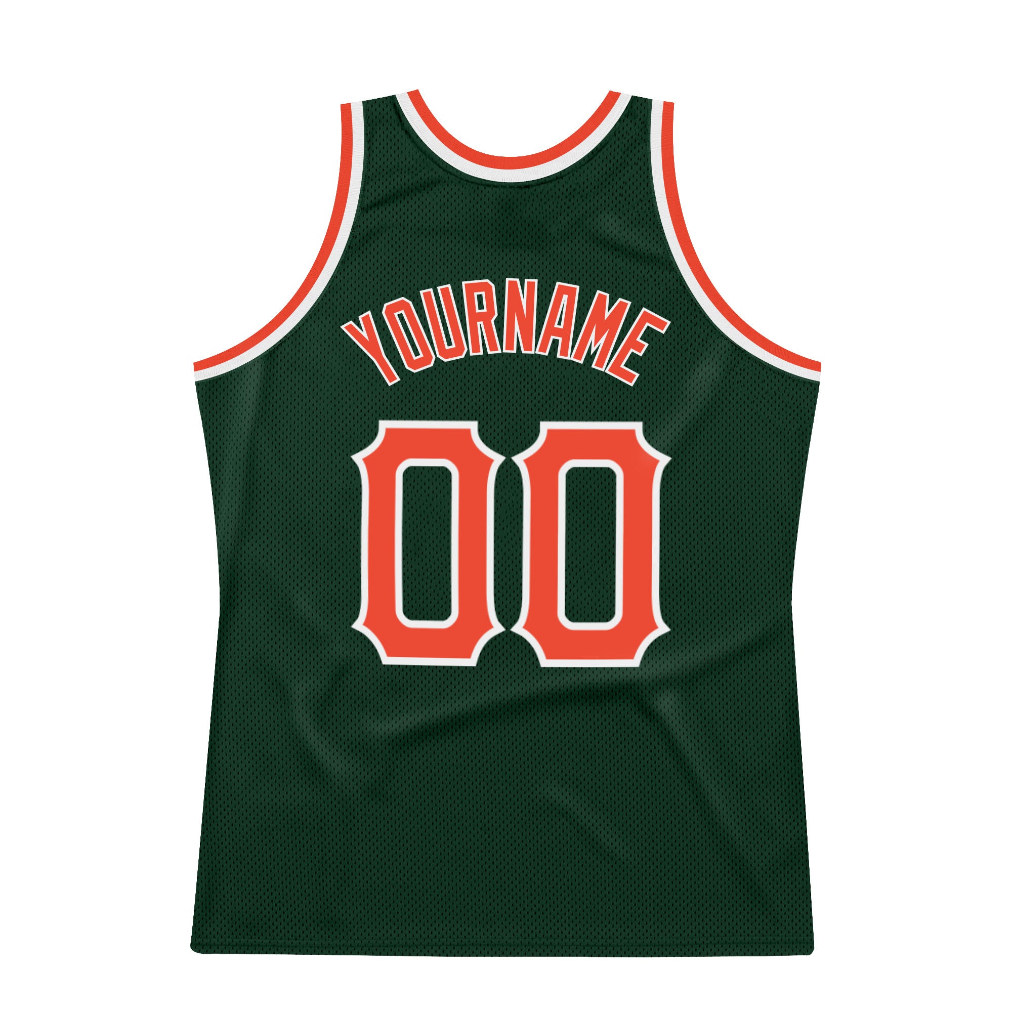 Custom Hunter Green Orange-White Authentic Throwback Basketball Jersey