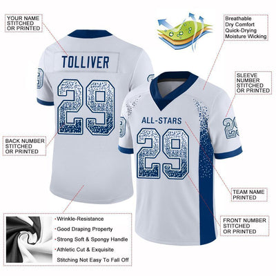 Custom White Royal Drift Fashion Football Jersey