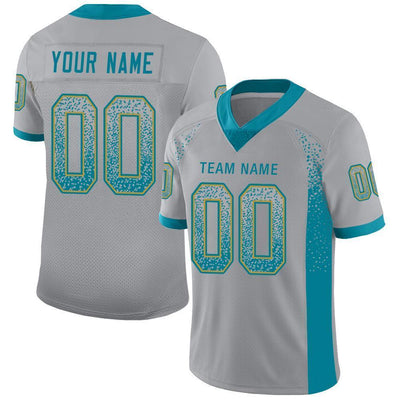 Custom Light Gray Teal-Old Gold Drift Fashion Football Jersey