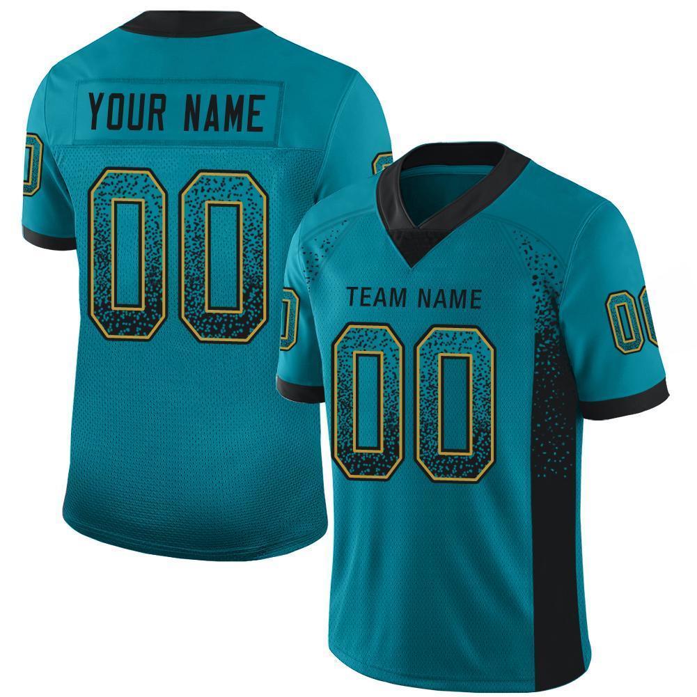 Custom Teal Black-Old Gold Drift Fashion Football Jersey