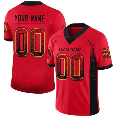 Custom Scarlet Black-Gold Drift Fashion Football Jersey