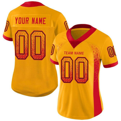 Custom Gold Scarlet-Black Drift Fashion Football Jersey
