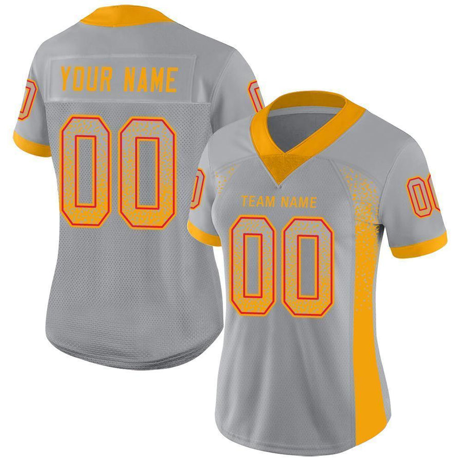Custom Light Gray Gold-Scarlet Drift Fashion Football Jersey