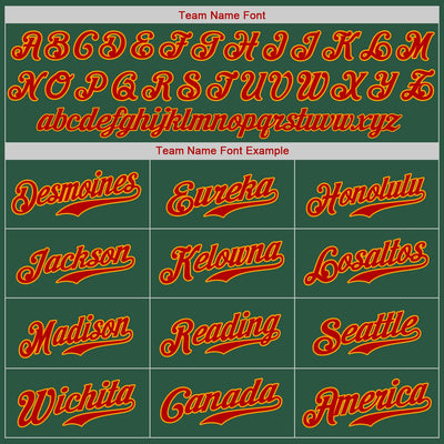Custom Kelly Green Red-Gold Authentic Baseball Jersey