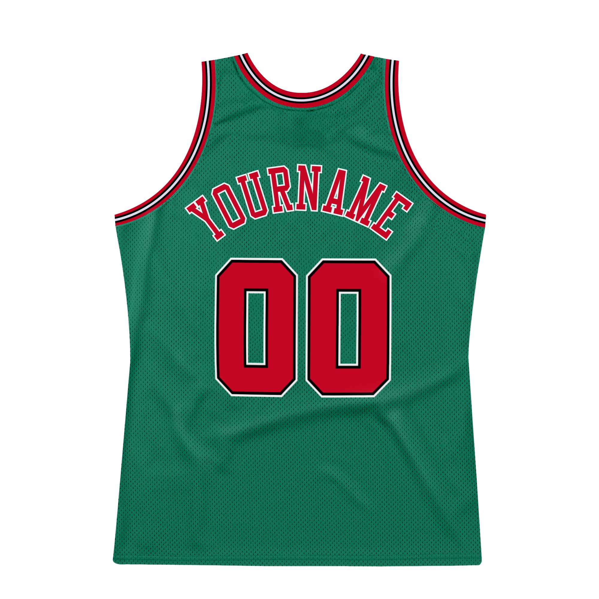 Custom Kelly Green Red-Black Authentic Throwback Basketball Jersey