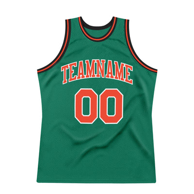 Custom Kelly Green Orange-White Authentic Throwback Basketball Jersey