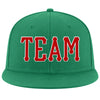 Custom Kelly Green Red-White Stitched Adjustable Snapback Hat