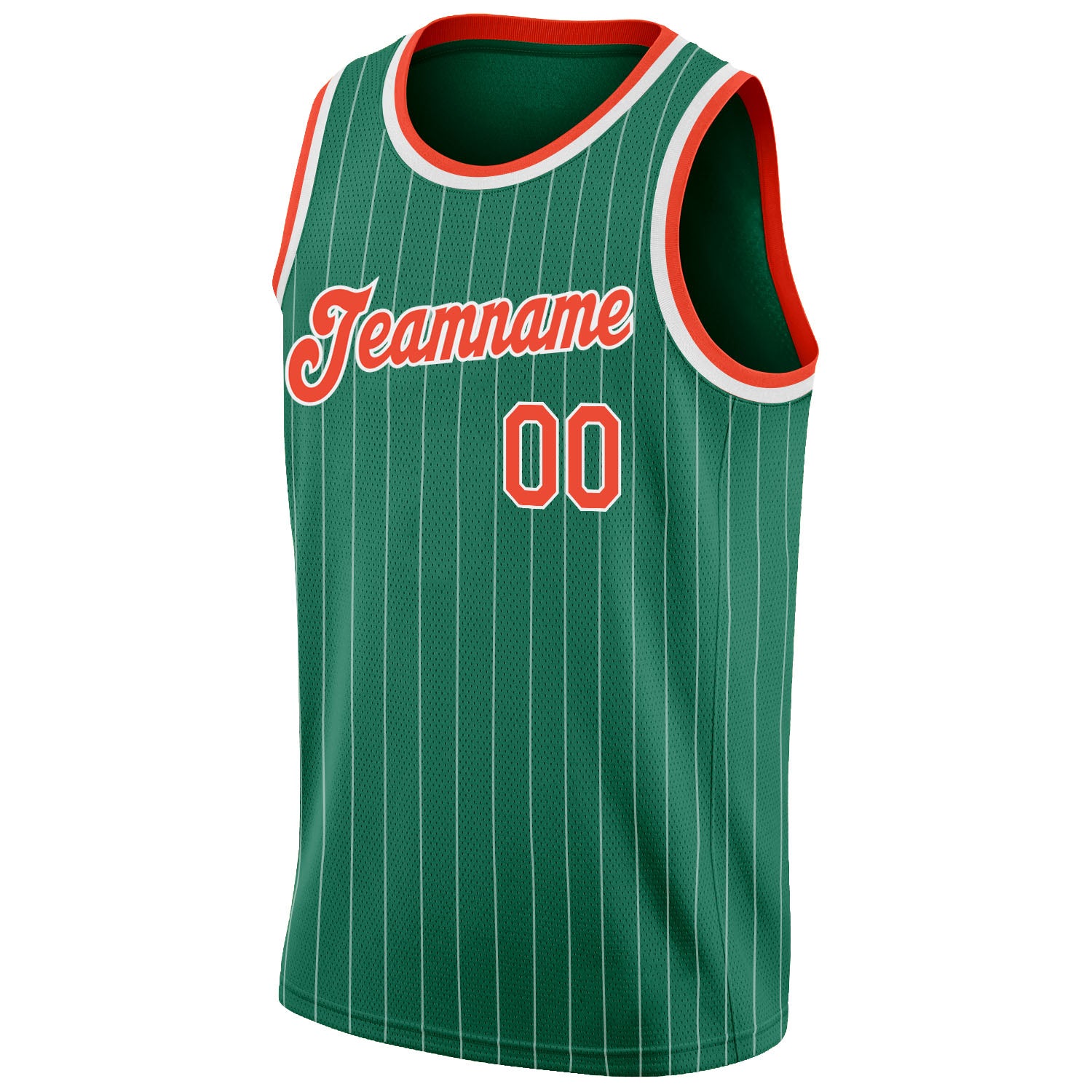 Custom Kelly Green White Pinstripe Orange-White Authentic Basketball Jersey