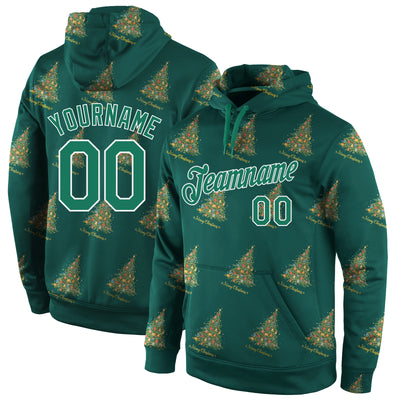 Custom Stitched Kelly Green Kelly Green-White Christmas 3D Sports Pullover Sweatshirt Hoodie
