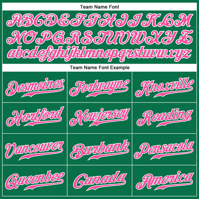 Custom Kelly Green Pink-White Authentic Baseball Jersey