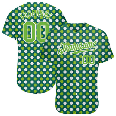 Custom Kelly Green Neon Green-White 3D Pattern Design Authentic St. Patrick's Day Baseball Jersey