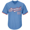 Custom Light Blue White-Red Authentic Throwback Rib-Knit Baseball Jersey Shirt