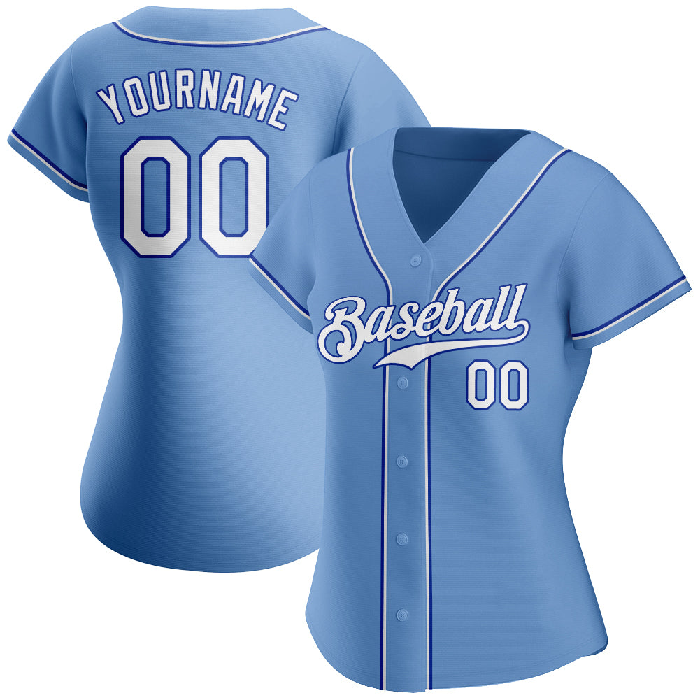 Custom Royal White-Light Blue Baseball Jersey
