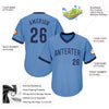 Custom Light Blue Navy Authentic Throwback Rib-Knit Baseball Jersey Shirt