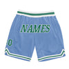 Custom Light Blue Kelly Green-White Authentic Throwback Basketball Shorts