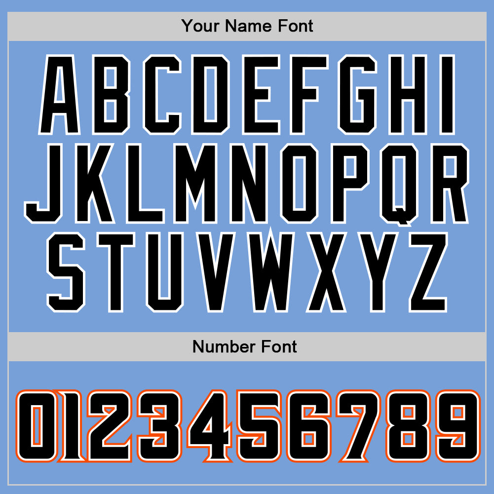 Custom Stitched Light Blue Black-Orange Sports Pullover Sweatshirt Hoodie