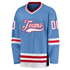 Custom Light Blue White-Red Hockey Jersey