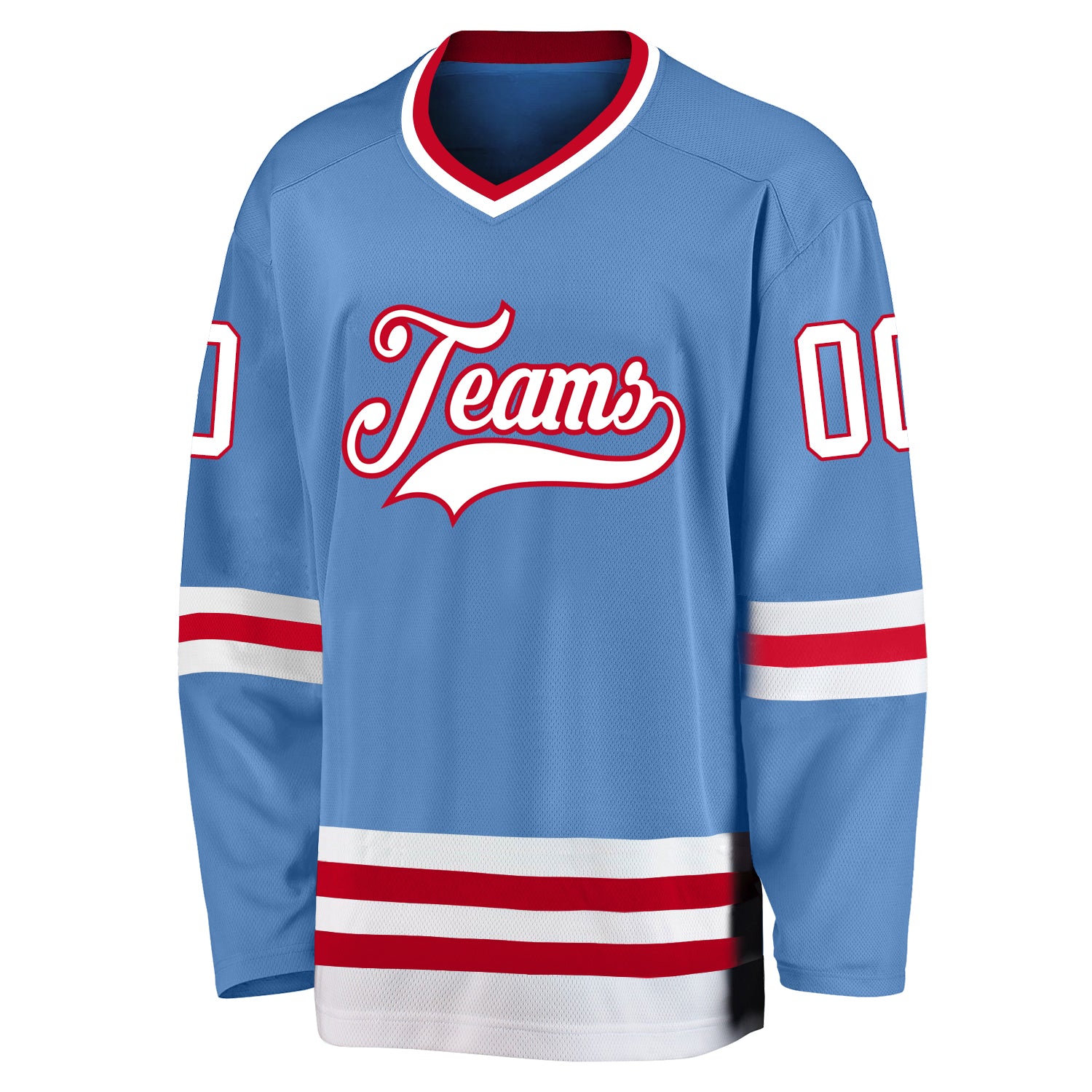 Custom Light Blue White-Red Hockey Jersey Women's Size:S