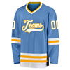 Custom Light Blue White-Gold Hockey Jersey