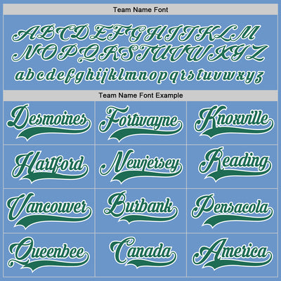 Custom Light Blue Kelly Green-White Hockey Jersey