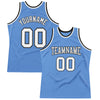 Custom Light Blue White-Black Authentic Throwback Basketball Jersey