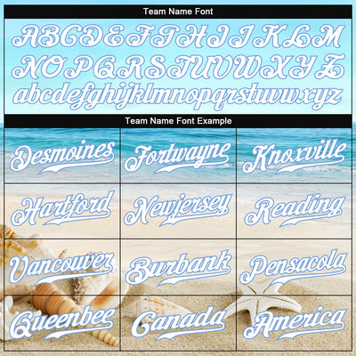 Custom Light Blue White-Light Blue 3D Pattern Design Beach Authentic Baseball Jersey