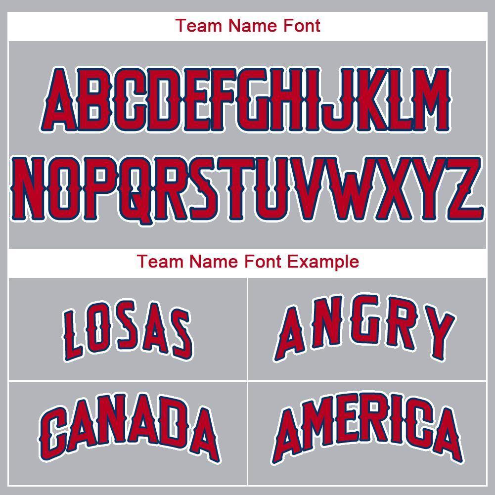 Custom Gray Red-Navy Baseball Jersey