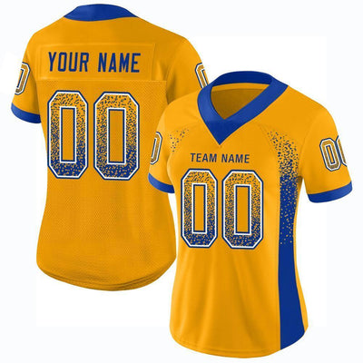 Custom Gold Royal-White Drift Fashion Football Jersey