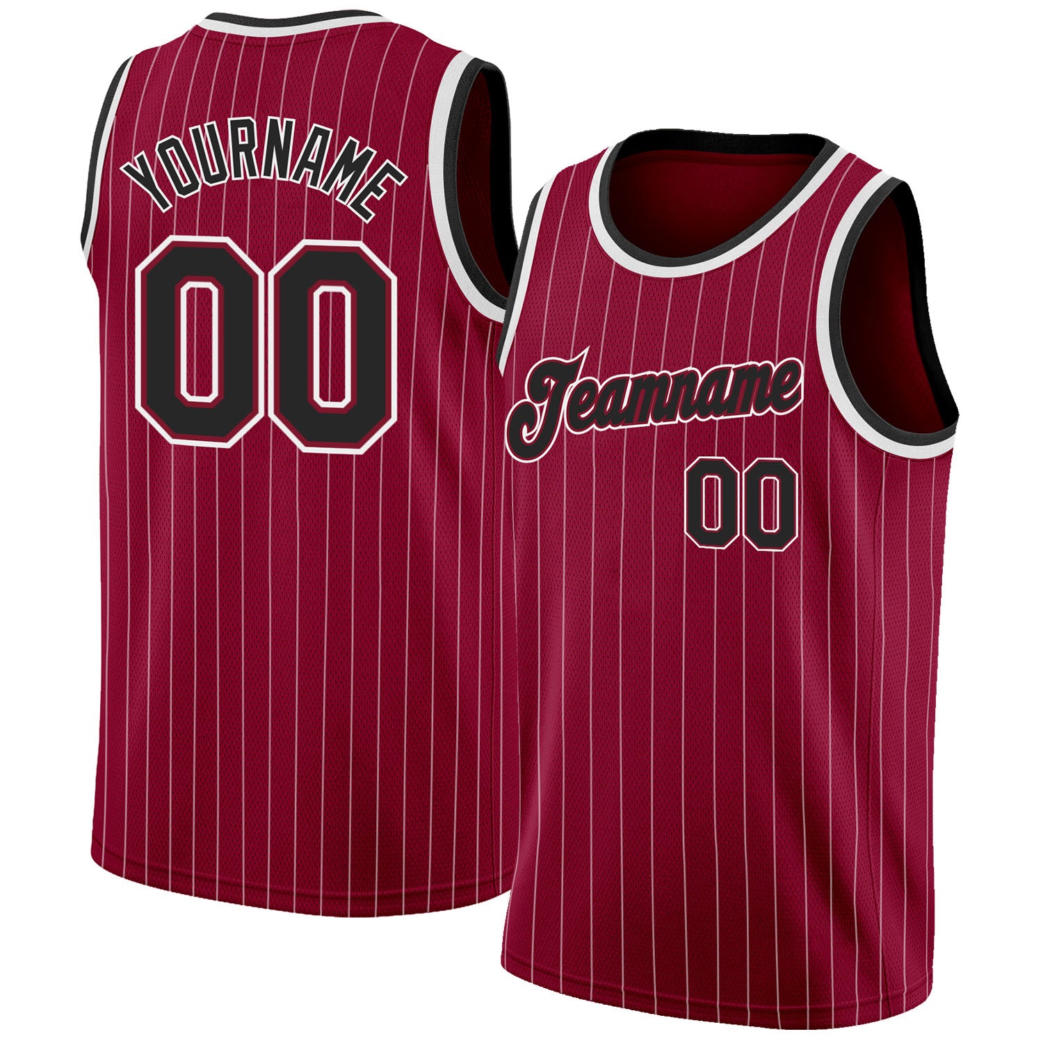 FANSIDEA Custom Maroon White Pinstripe Black-White Authentic Basketball Jersey Men's Size:S