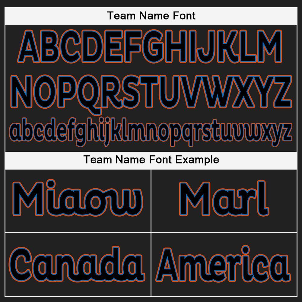 Custom Black Powder Blue-Orange Baseball Jersey