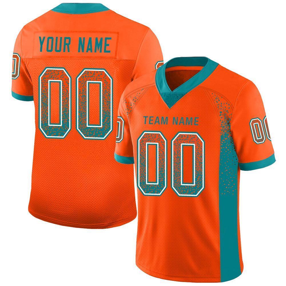 Custom Orange Aqua-White Drift Fashion Football Jersey