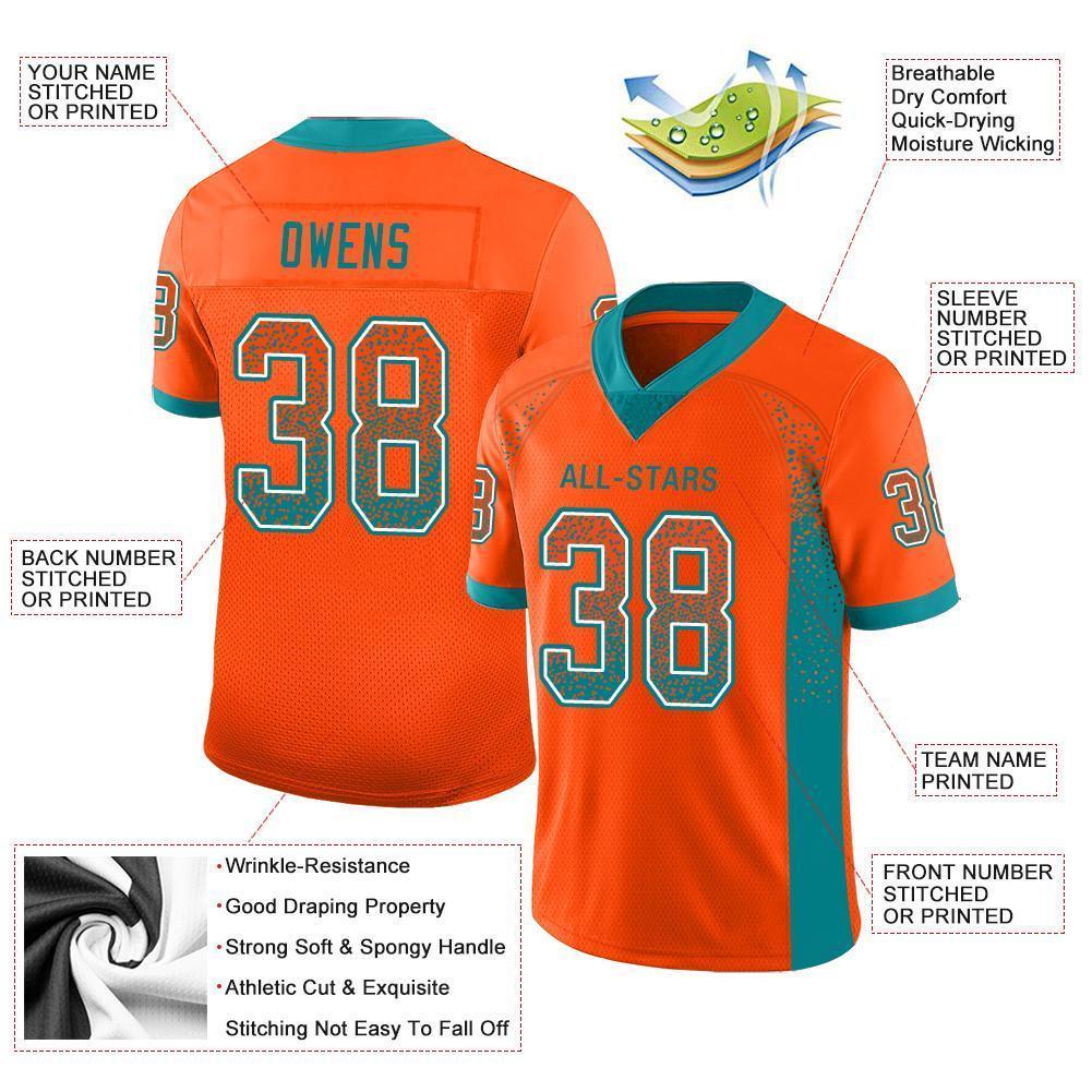 Custom Orange Aqua-White Drift Fashion Football Jersey