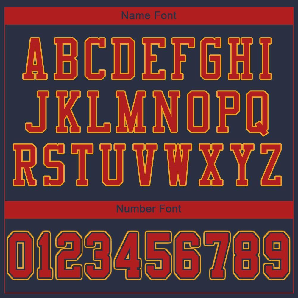 Custom Navy Scarlet-Gold Mesh Authentic Football Jersey