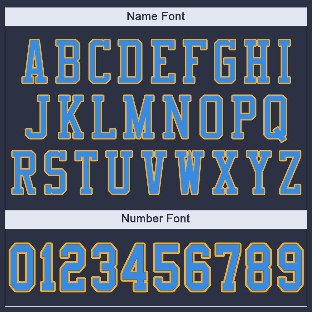 Custom Navy Powder Blue-Gold Mesh Authentic Football Jersey