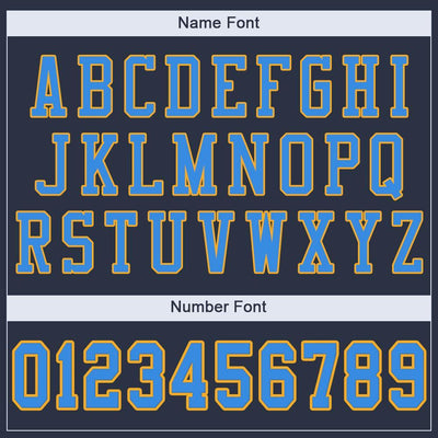 Custom Navy Powder Blue-Gold Mesh Authentic Football Jersey