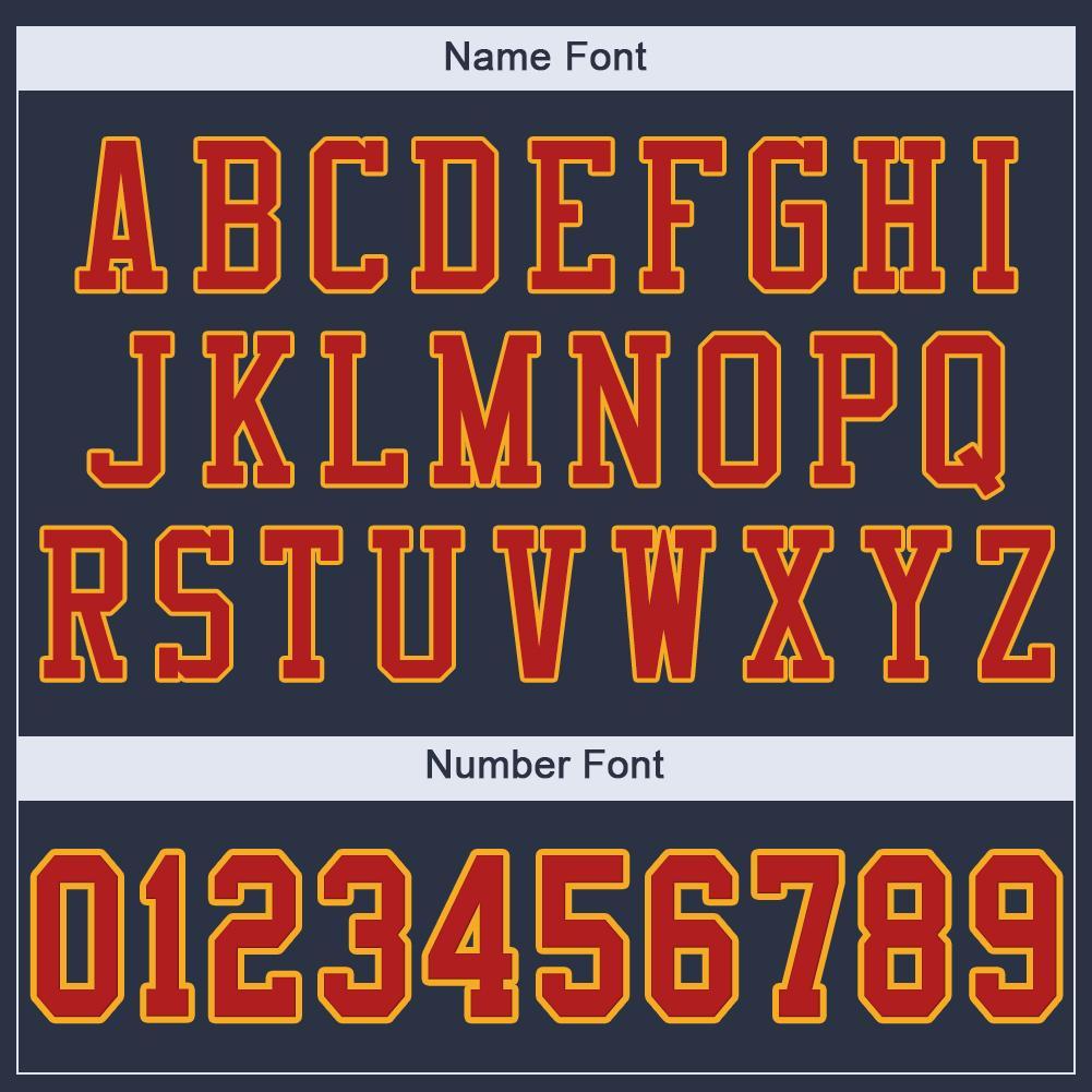 Custom Navy Scarlet-Gold Mesh Authentic Football Jersey