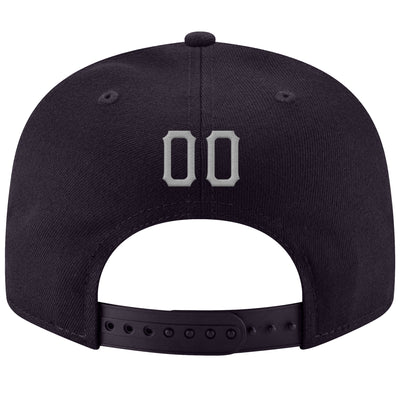 Custom Navy Gray-White Stitched Adjustable Snapback Hat