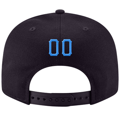 Custom Navy Powder Blue-Gold Stitched Adjustable Snapback Hat