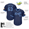 Custom Navy Light Blue Authentic Throwback Rib-Knit Baseball Jersey Shirt