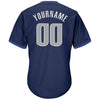 Custom Navy Gray-Blue Authentic Throwback Rib-Knit Baseball Jersey Shirt