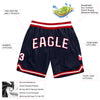 Custom Navy White-Red Authentic Throwback Basketball Shorts