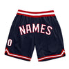 Custom Navy White-Red Authentic Throwback Basketball Shorts