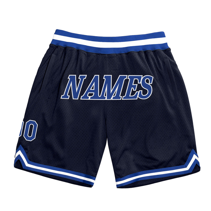Custom Navy Basketball Shorts Royal-White Authentic Throwback - FansIdea