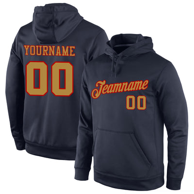 Custom Stitched Navy Old Gold-Red Sports Pullover Sweatshirt Hoodie