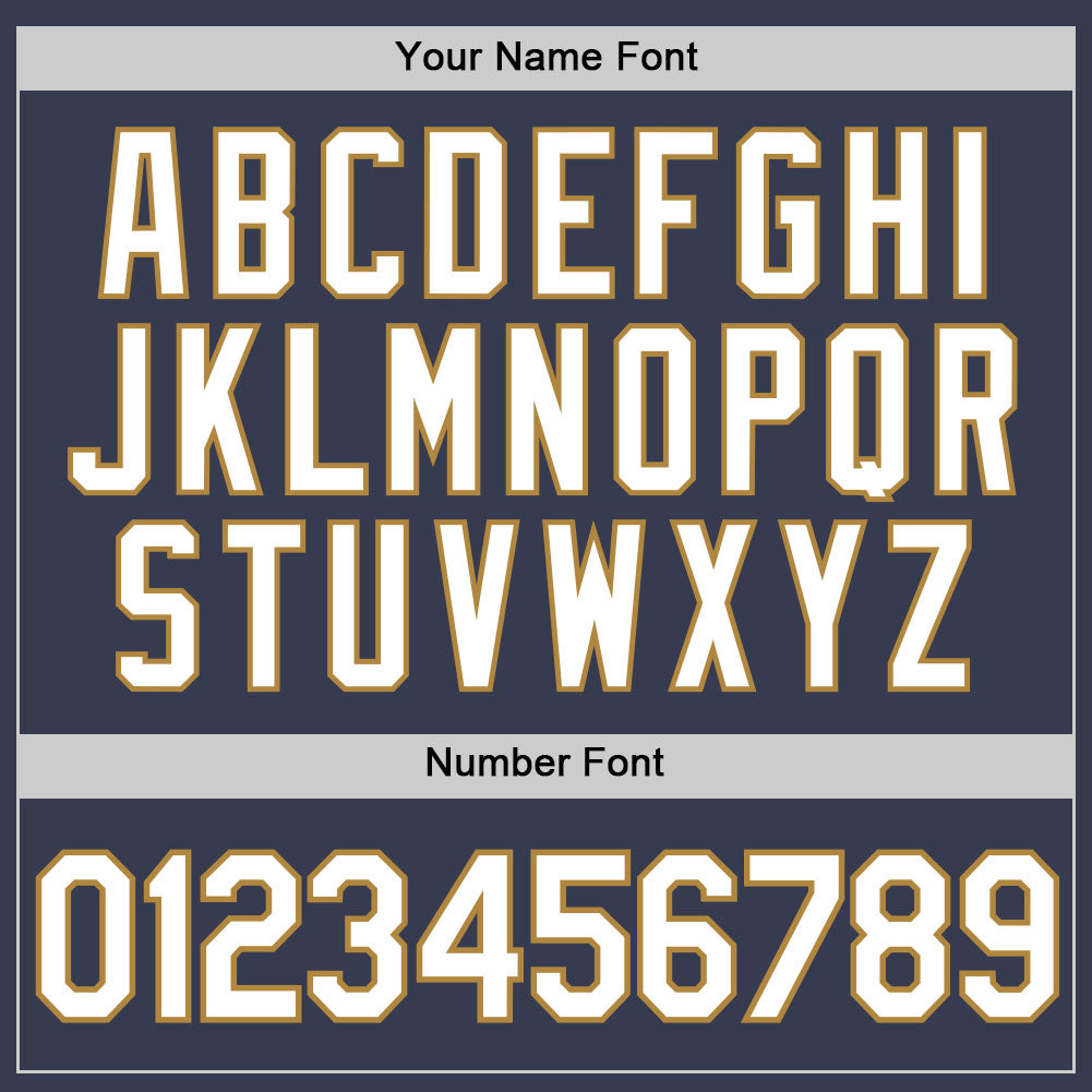 Custom Navy White-Old Gold Performance T-Shirt