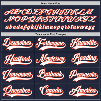 Custom Navy White-Orange Hockey Jersey