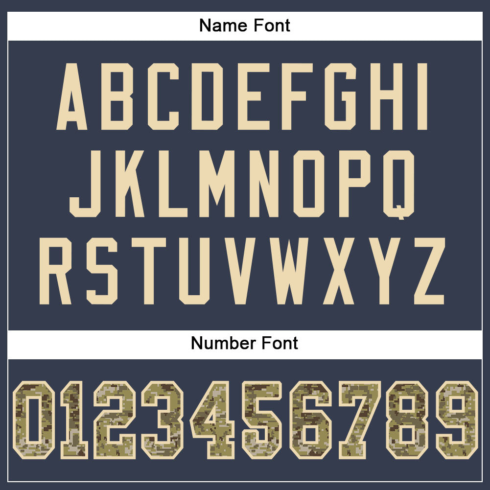 Custom Navy Camo-Cream Mesh Authentic Football Jersey