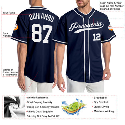 Custom Navy White Authentic Baseball Jersey