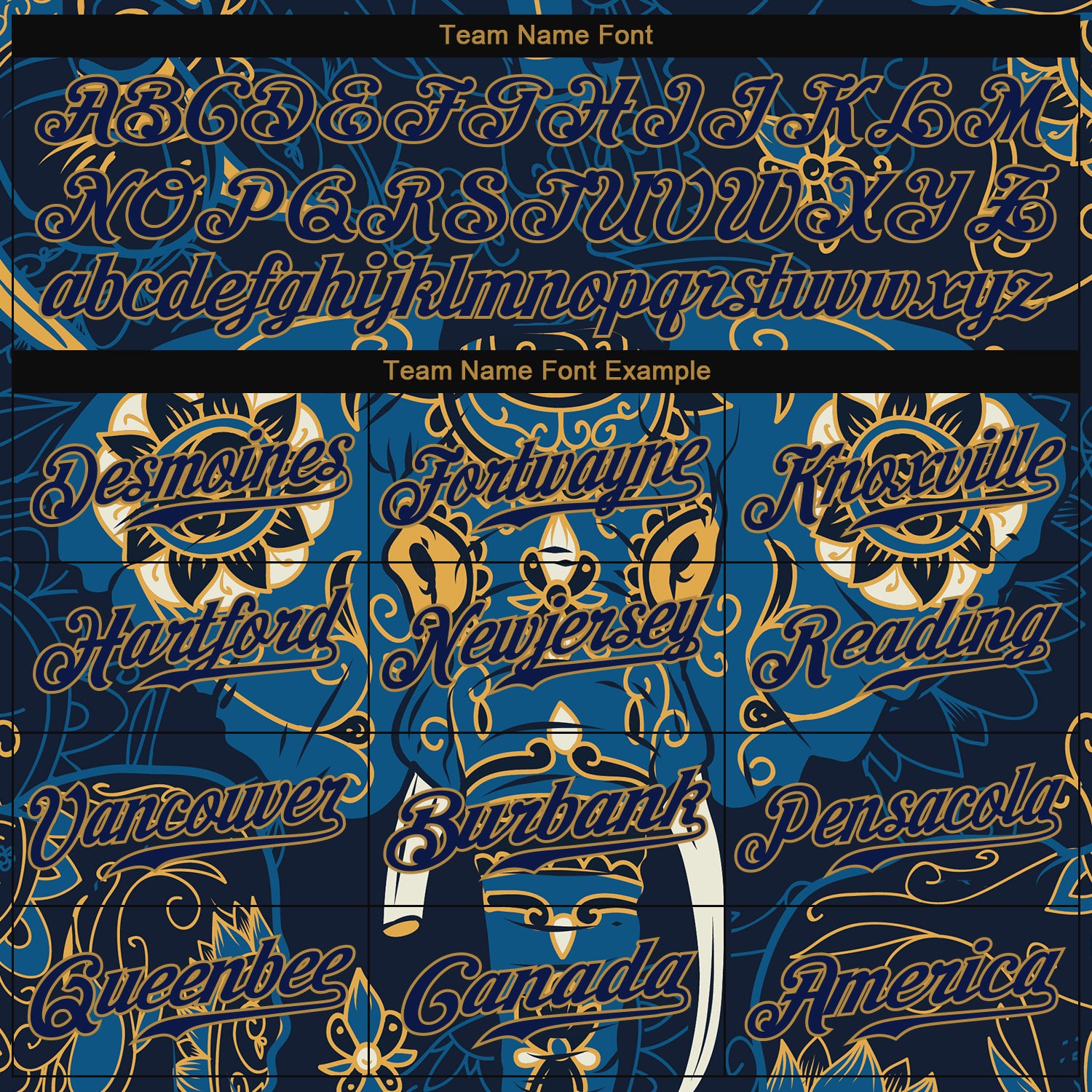 Custom Navy Navy-Old Gold 3D Pattern Design Elephant Authentic Baseball Jersey